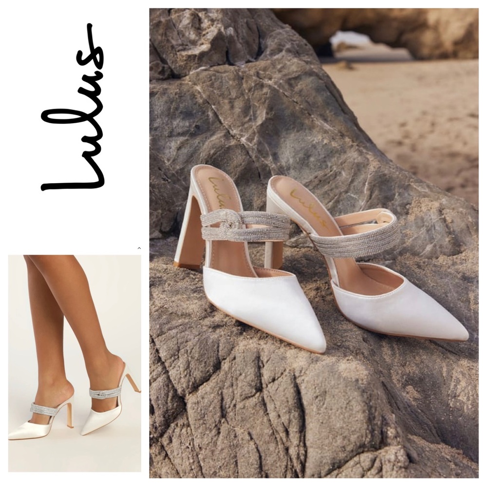 Lulu's White and Silver Mule Heels, 7